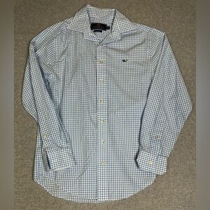 Vineyard Vines Shirt Mens XS Blue White Check Whale‎ Logo Button Down Cotton